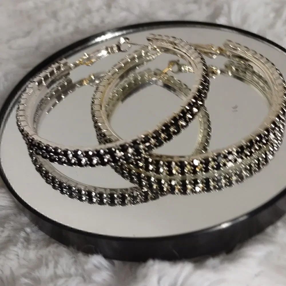 Austrian Crystal Hoop Earrings - Picture 4 of 8